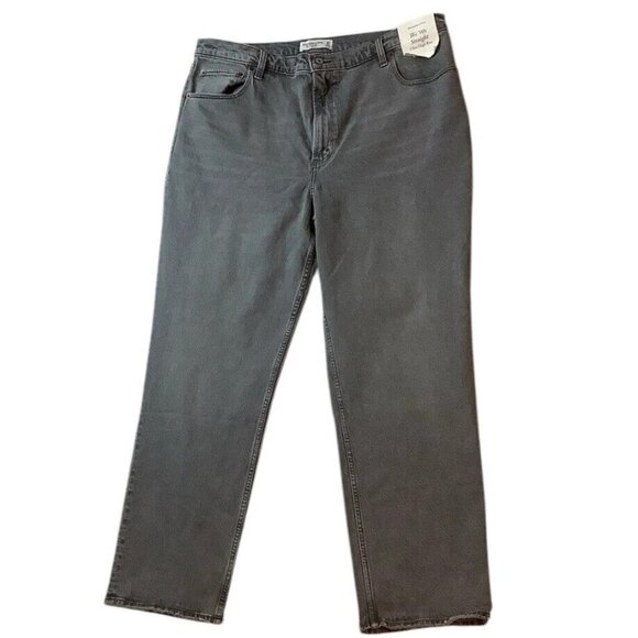 NWT Abercrombie & Fitch The 90s Straight Ultra High Rise Gray Womens 34/18R - Picture 1 of 10